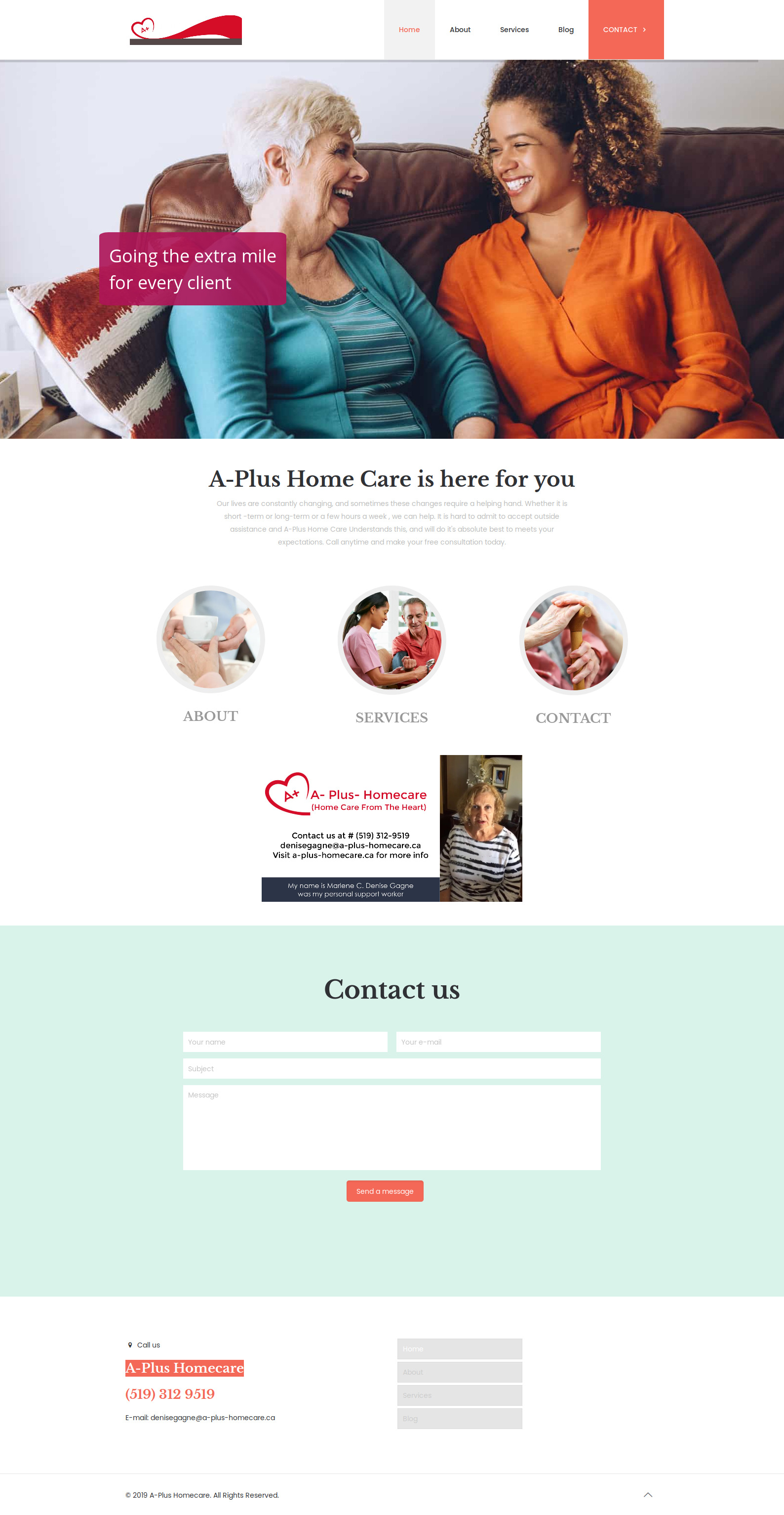 A Plus Homecare Website Mockup