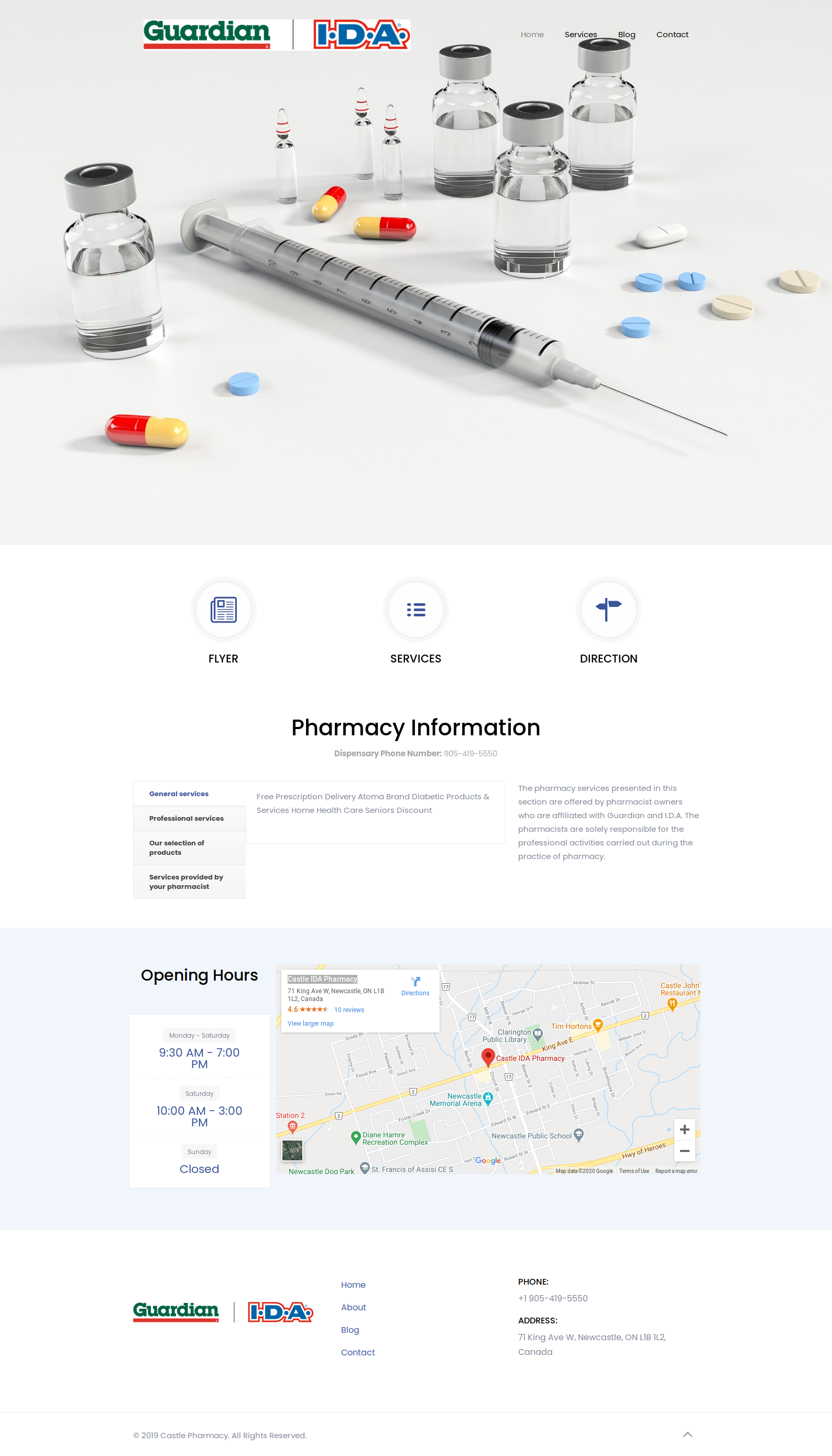 Castle IDA Pharmacy Website Mockup