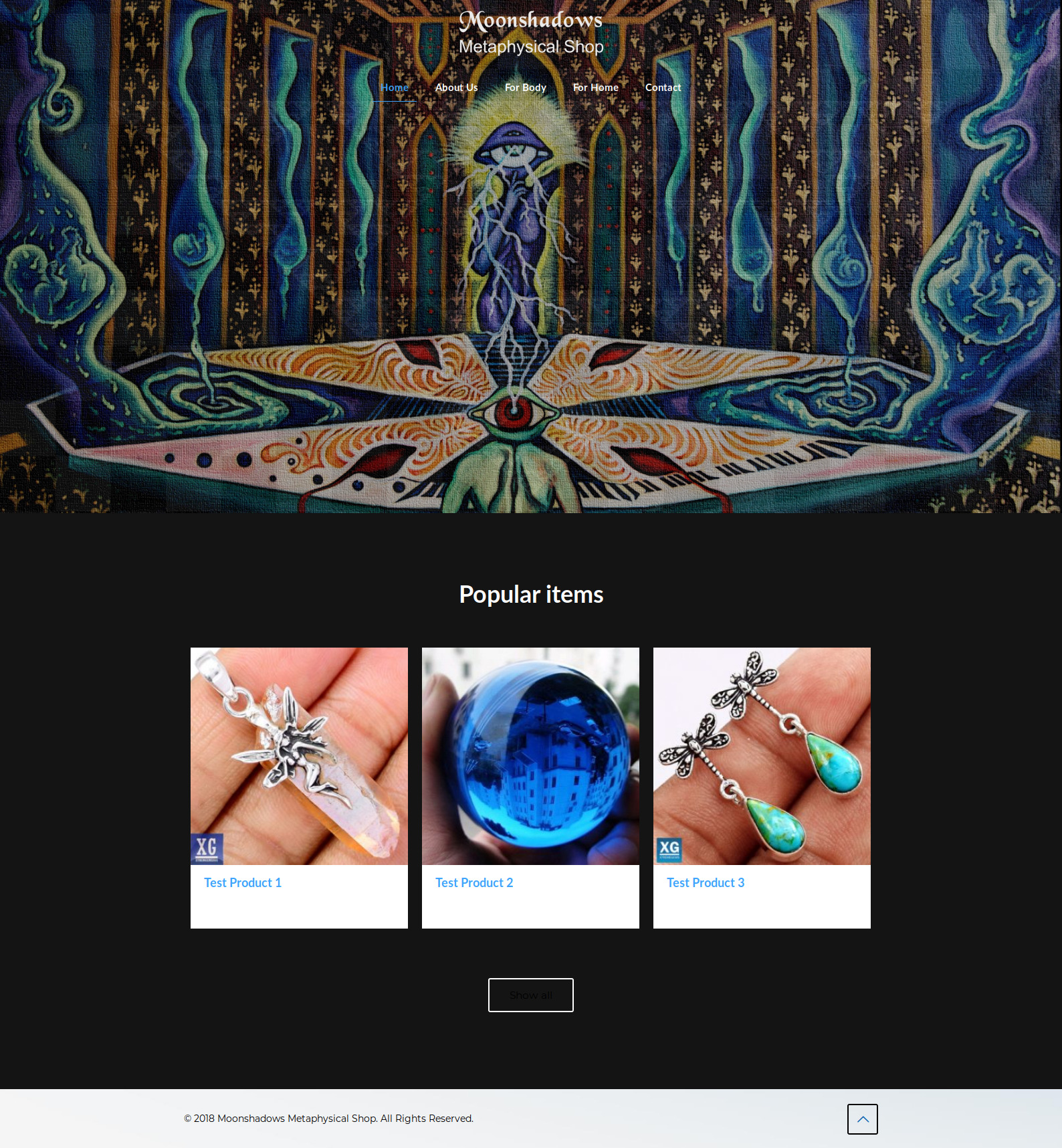 Moonshadows Metaphysical Website Mockup