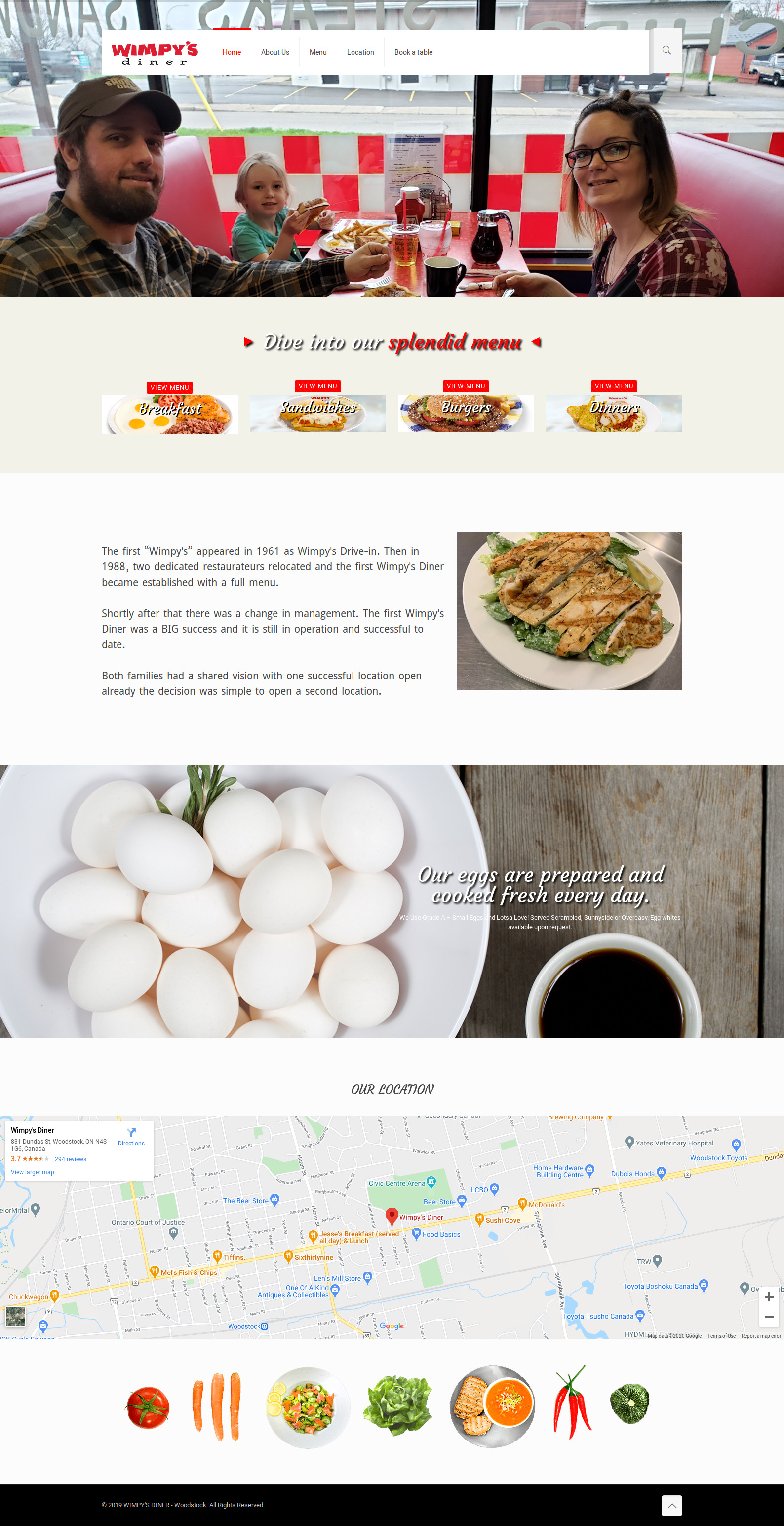 Wimpy's Diner Website Mockup